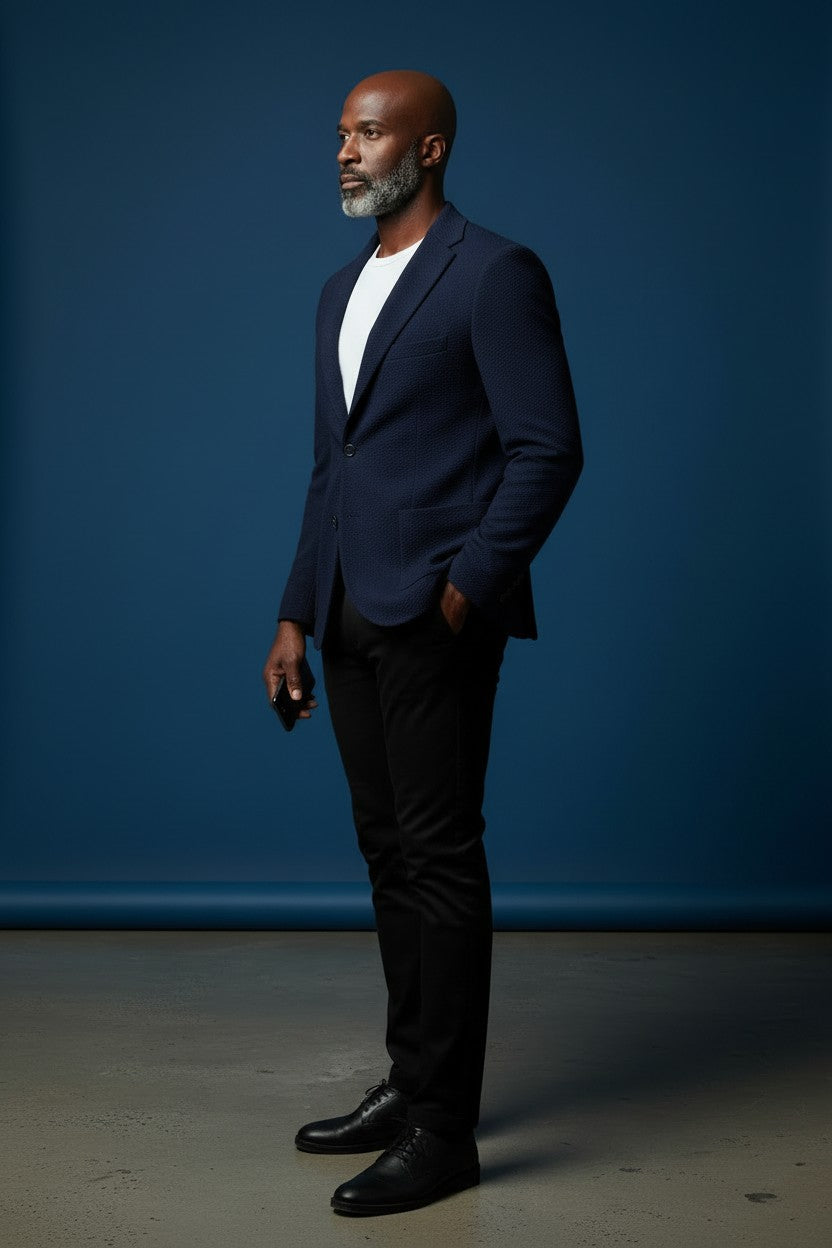 Textured Modern Slim-Fit Blazer rich textured fabric
