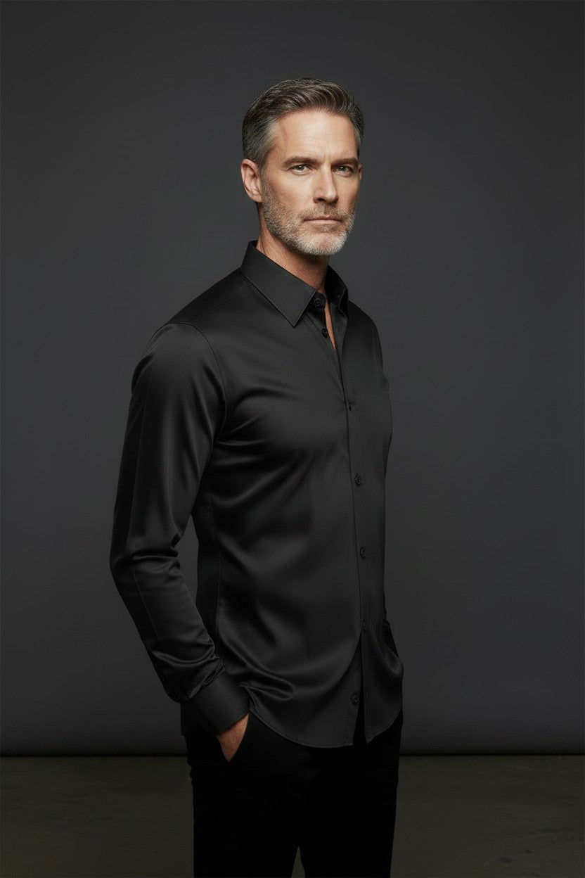 Vercini Midnight Noir Cotton Dress Shirt