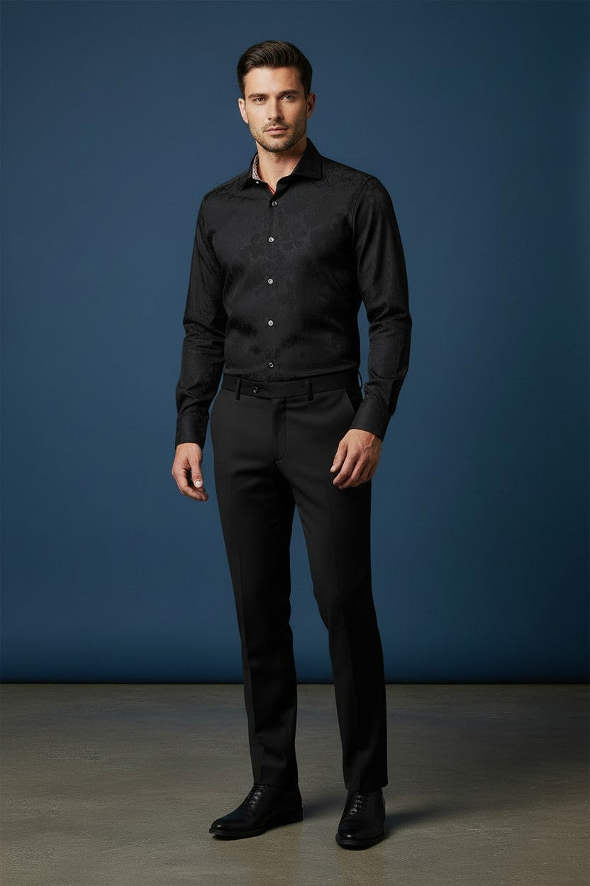 BLACK FLOWER WOVEN FABRIC
