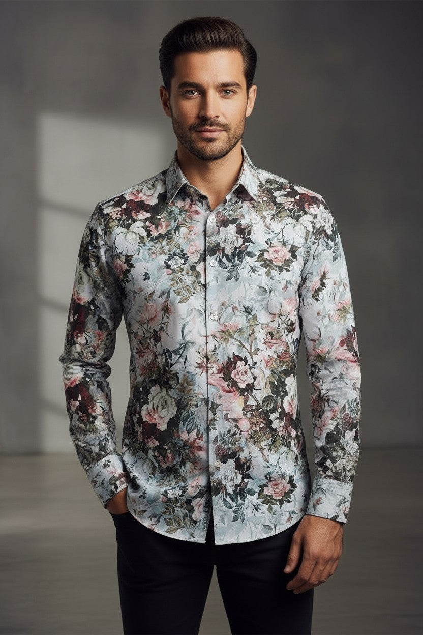 elegance with the Vercini Enchanted Garden Premium Cotton Shirt,