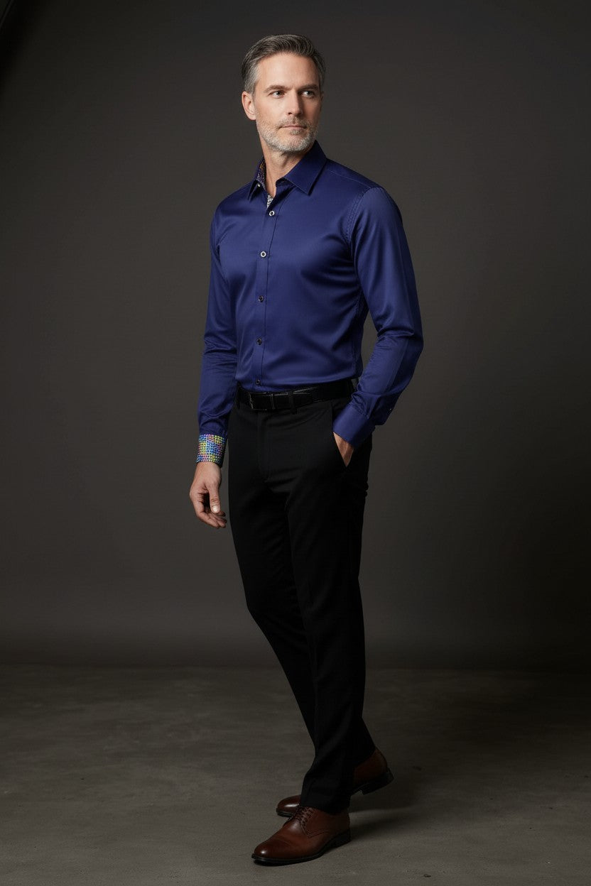 Vercini Premier Textured Dress Shirt Duo in Burgundy and Navy Vercini Premier Textured Dress Shirt Duo in Burgundy and Navy