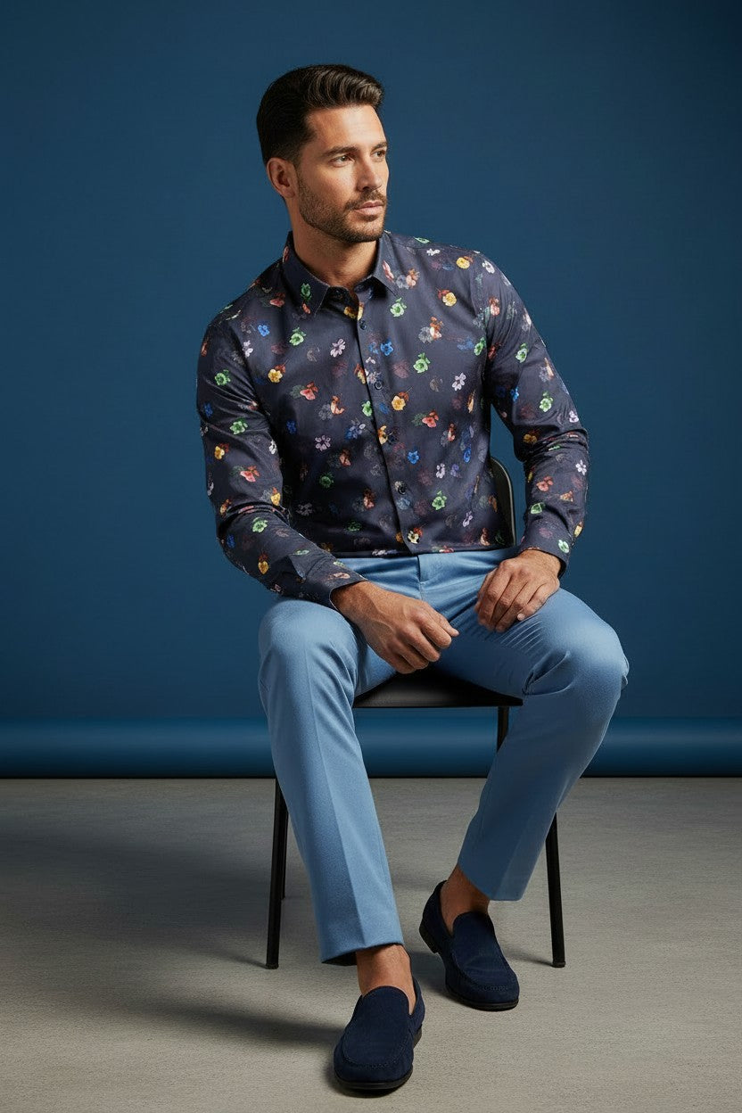 Midnight Garden Floral Shirt – Navy Multi