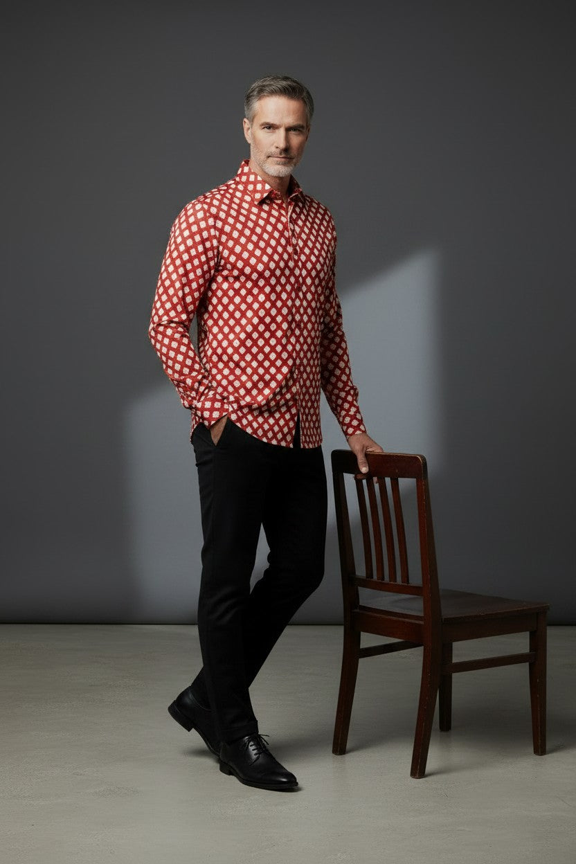 Men's Red Valentine Dress Shirt | Vercini Premium