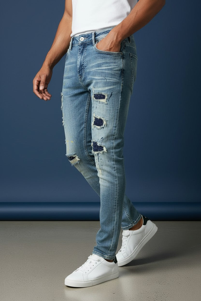 Vercini Blue Sparkle Denim Jeans