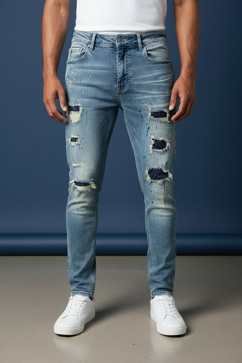 Vercini Blue Sparkle Denim Jeans