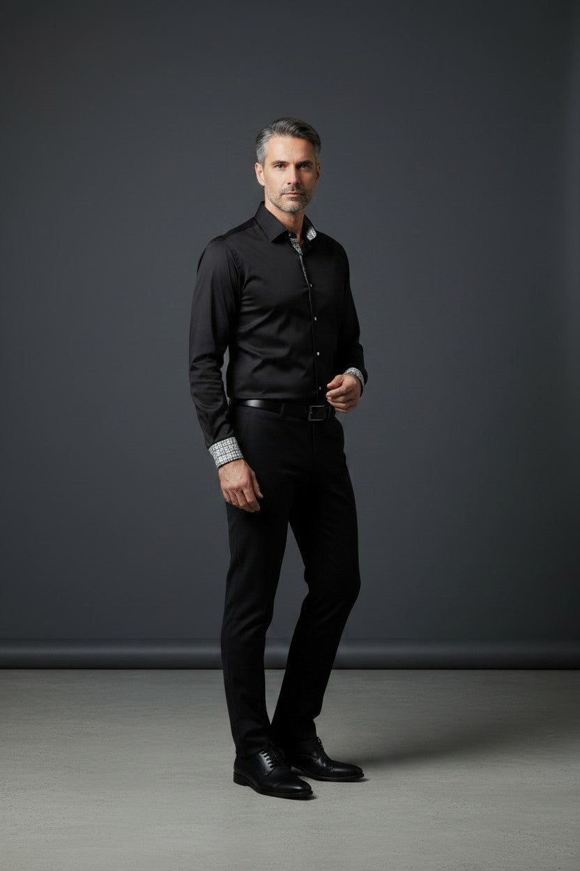 Vercini Black Collar Dress Shirt – Premium Men's Button-Up