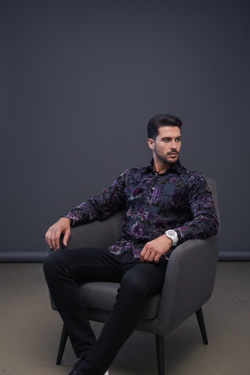 Mesh Floral Shirt for Men | Premium Casual Shirt | Vercini