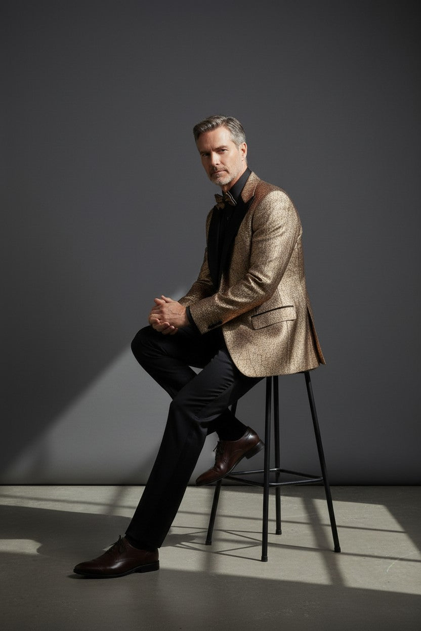 Gold Champagne Shiny 3-Piece Tuxedo - Premium Formal Suit