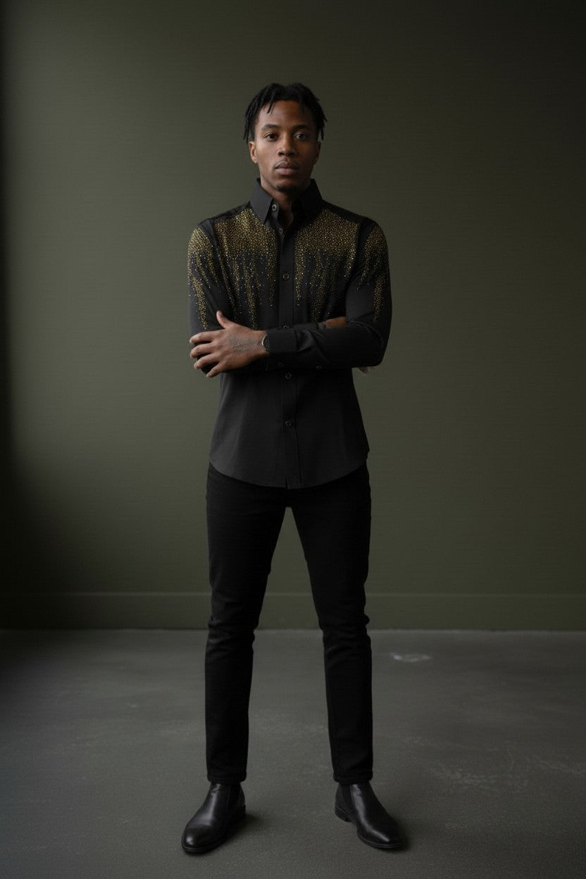 Celestial Cascade Men's Dress Shirt