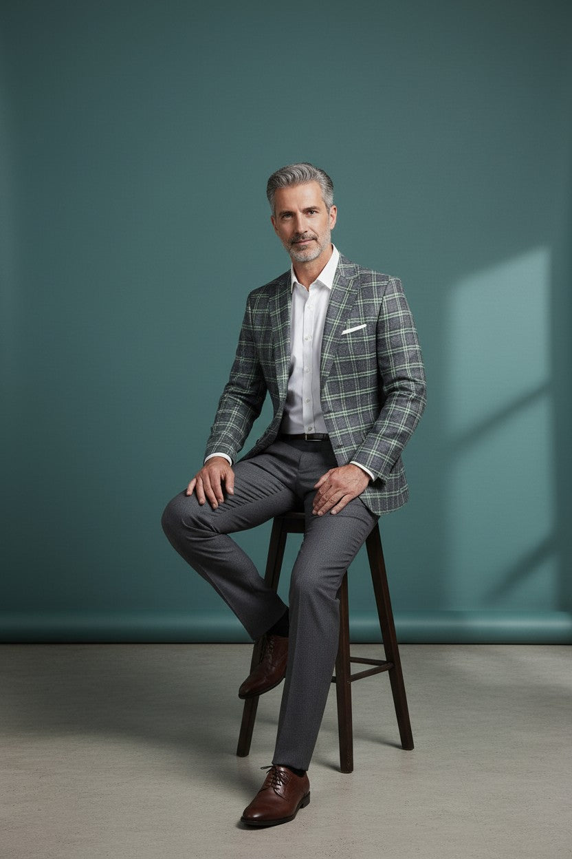 Vercini Classic Plaid Slim Fit Suit - Modern Tailored Menswear