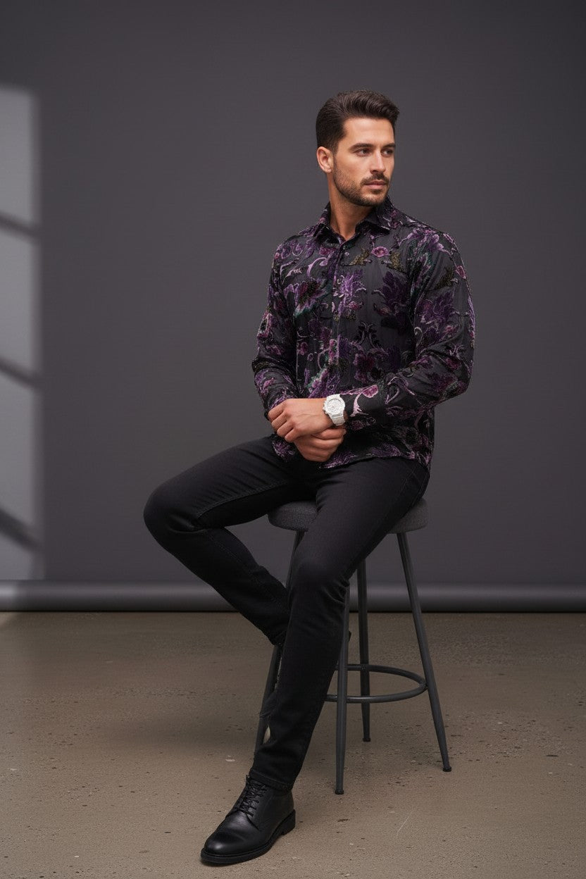 Mesh Floral Shirt for Men | Premium Casual Shirt | Vercini