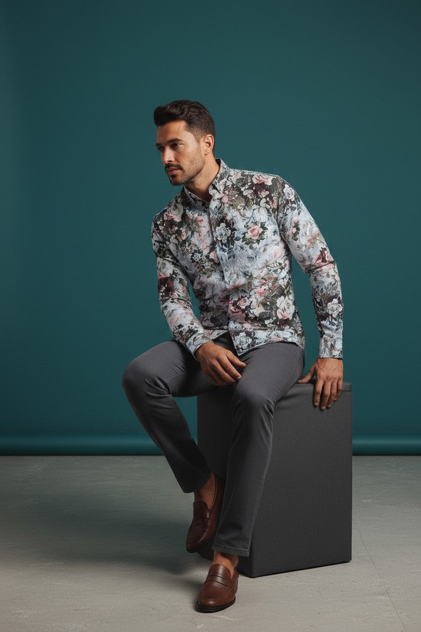 elegance with the Vercini Enchanted Garden Premium Cotton Shirt,