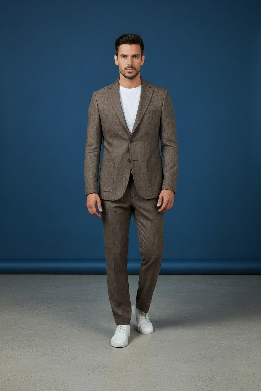 Two-Piece Suit in Warm Taupe