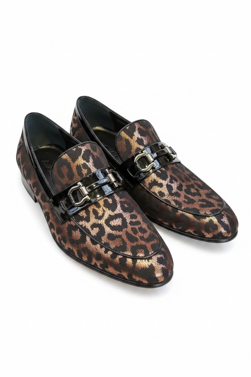 Vercini Leopard Print Velvet Horsebit Loafer — Wild Edition