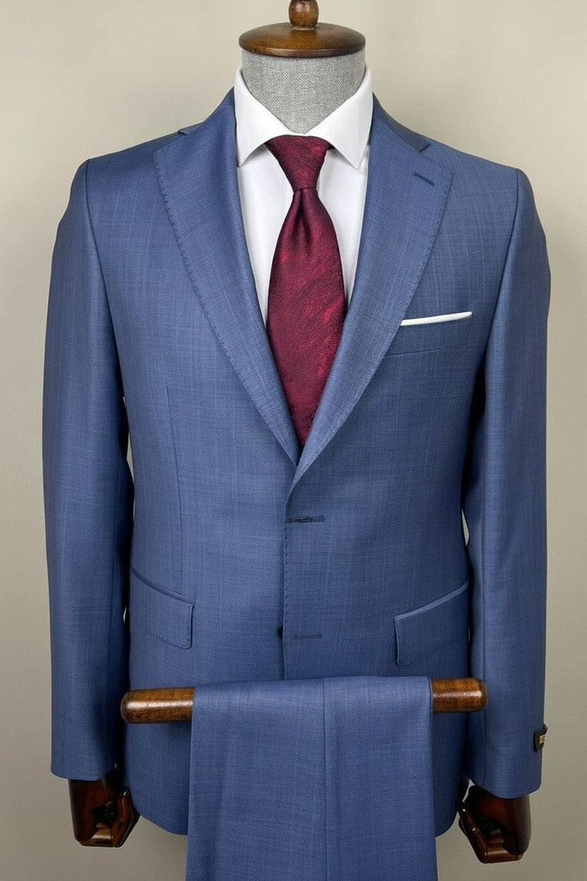 Steel Blue Slim-Fit Two-Piece Suit