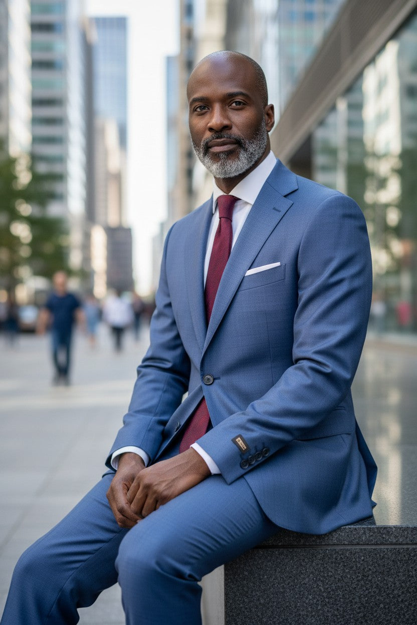 Steel Blue Slim-Fit Two-Piece Suit