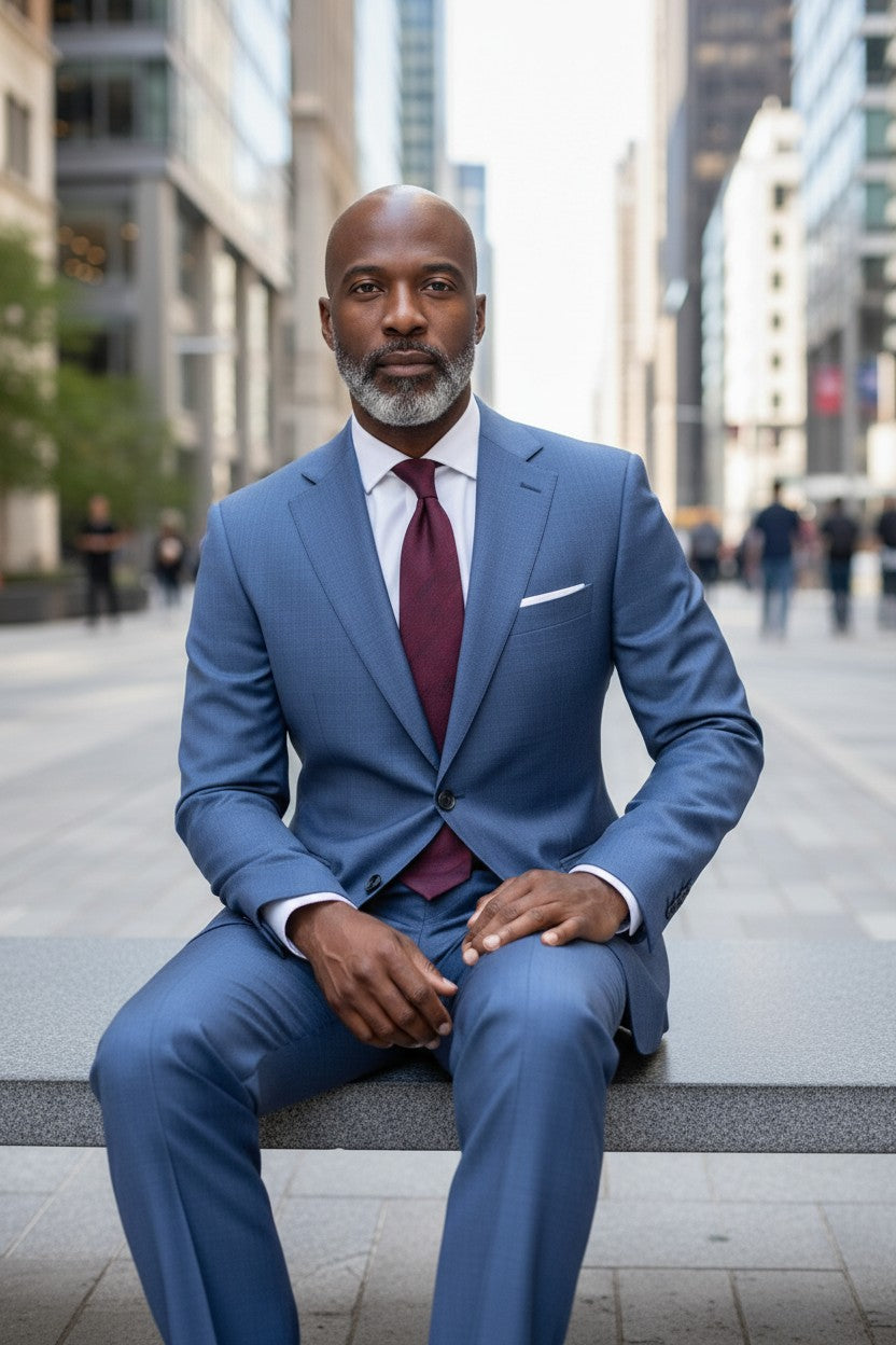Steel Blue Slim-Fit Two-Piece Suit