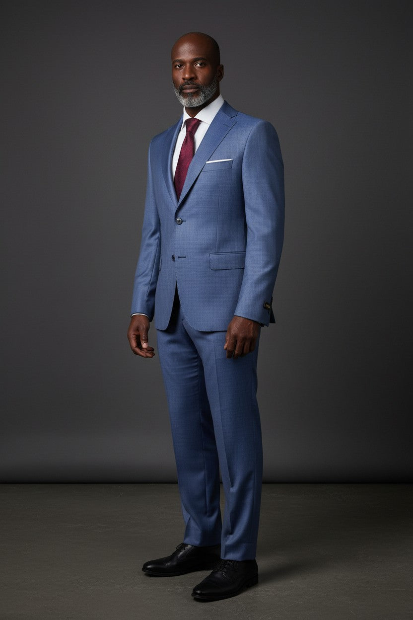 Steel Blue Slim-Fit Two-Piece Suit | Vercini