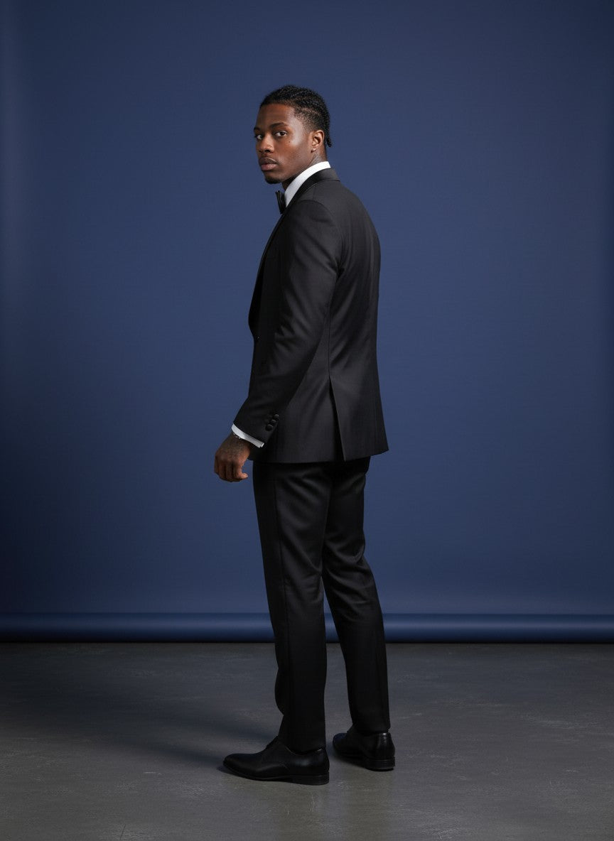 Black 4-Piece Tuxedo Set — Blazer, Vest, Pants & Bow Tie