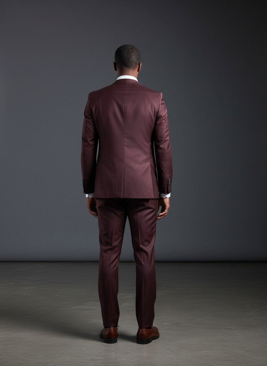 Men's 3 Piece Suit – Burgundy Classic Fit with Red Lining