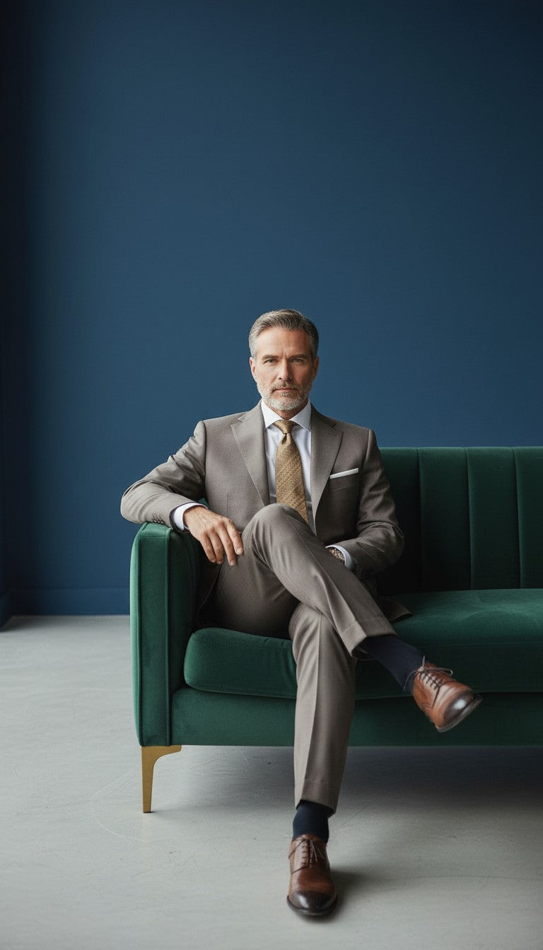 Men's Premium Wool Suit in Taupe | Slim Fit Two-Piece | Vercini