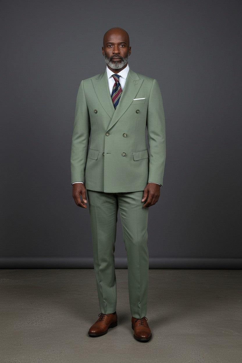 VERCINI Men's Double-Breasted Suit Sharp Style, Clean Fit A well-structured double-breasted