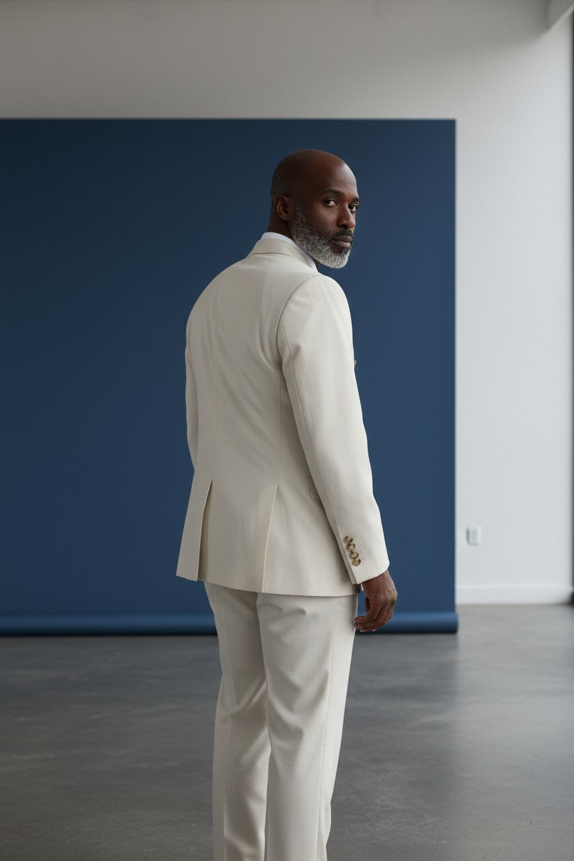 VERCINI Men's Double-Breasted Suit Sharp Style, Clean Fit A well-structured double-breasted