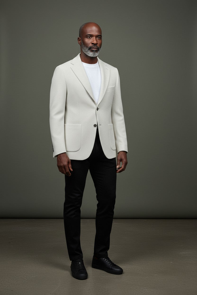 Textured Modern Slim-Fit Blazer rich textured fabric