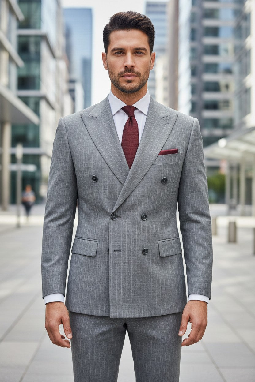 Double Breasted Pinstripe Suit