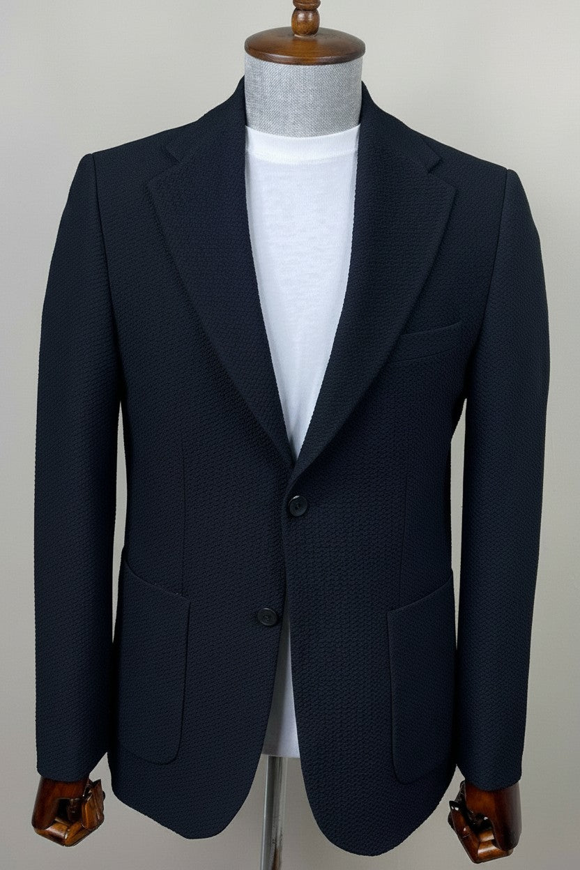 Textured Modern Slim-Fit Blazer rich textured fabric