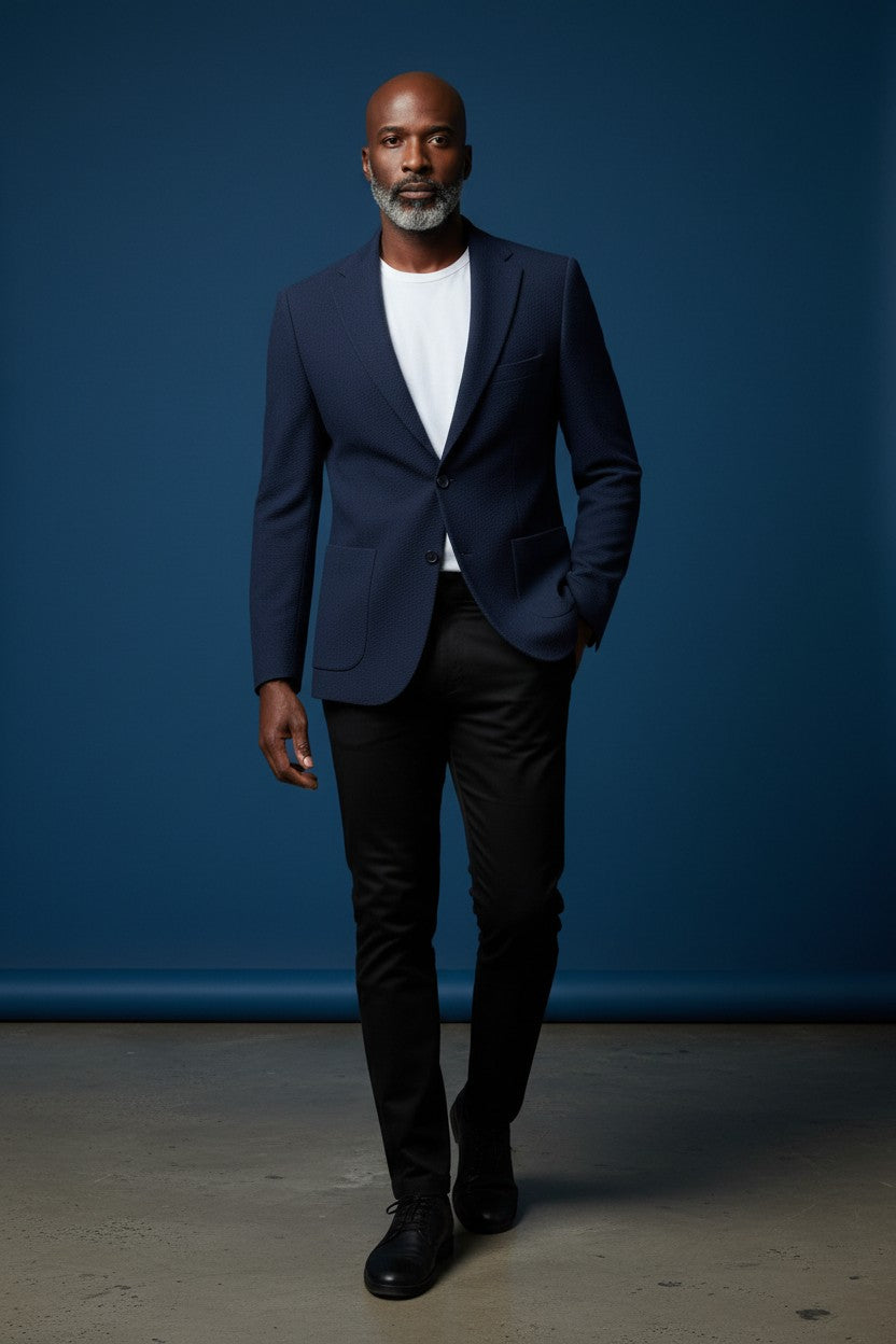 Textured Modern Slim-Fit Blazer rich textured fabric