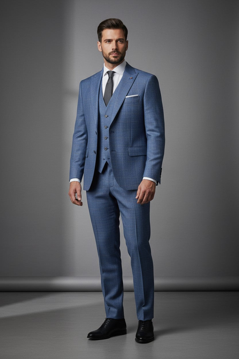 Malaga 3-Piece Plaid Suit – Timeless Elegance, Modern Tailorin