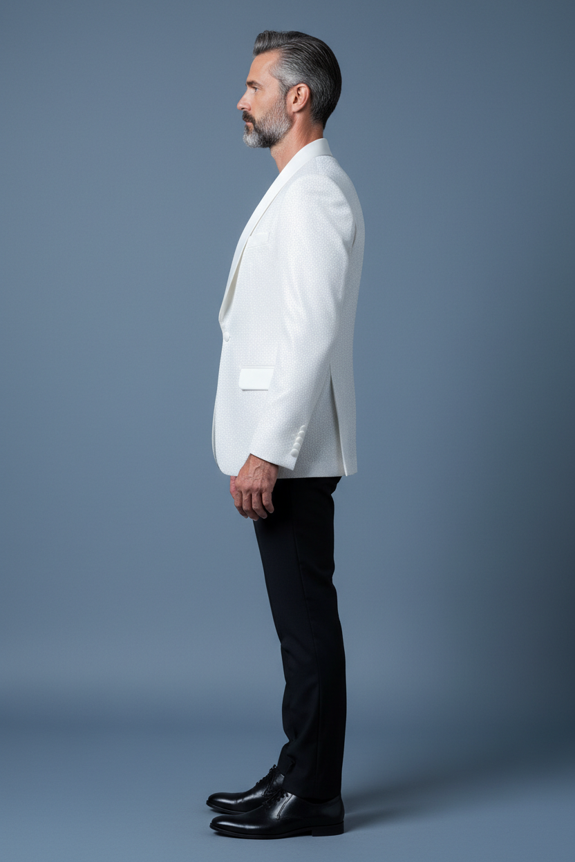 All-White Tuxedo Side Profile