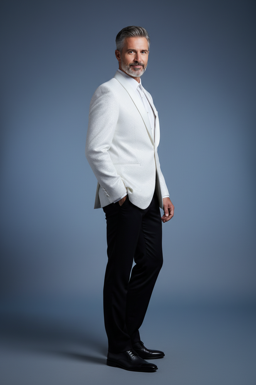 All-White Tuxedo Three-Quarter Right