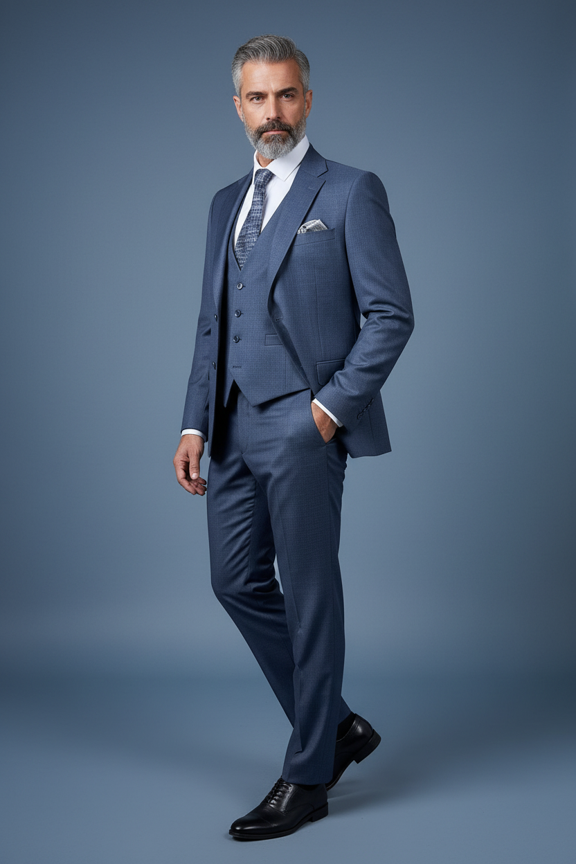 Angled pose highlighting tailoring