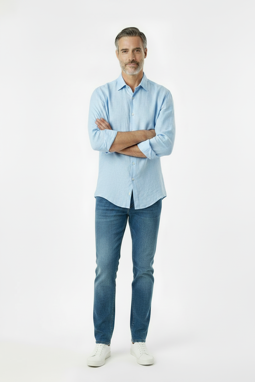Vercini Linen Spread Collar Shirt