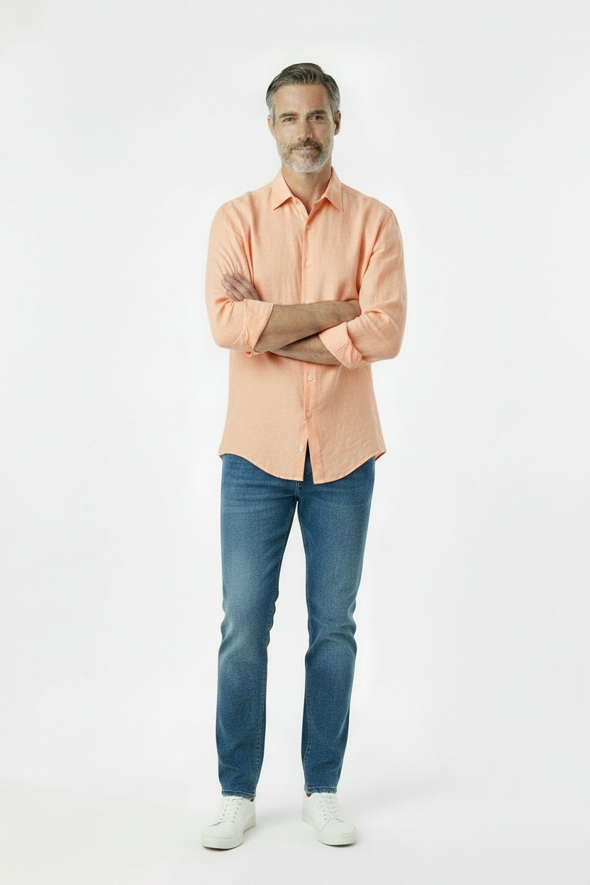 Vercini Linen Spread Collar Shirt
