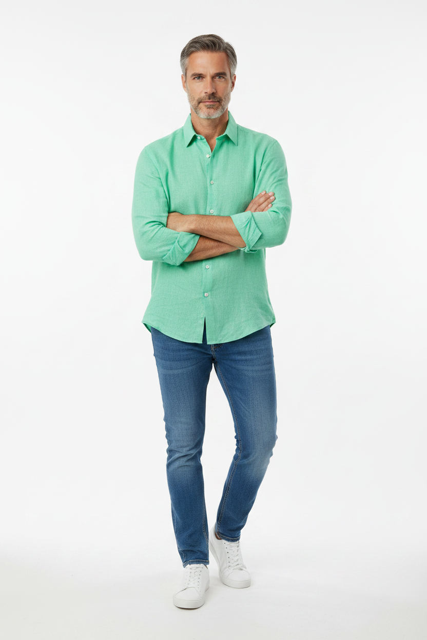 Vercini Linen Spread Collar Shirt