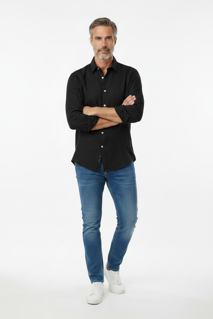 Vercini Linen Spread Collar Shirt