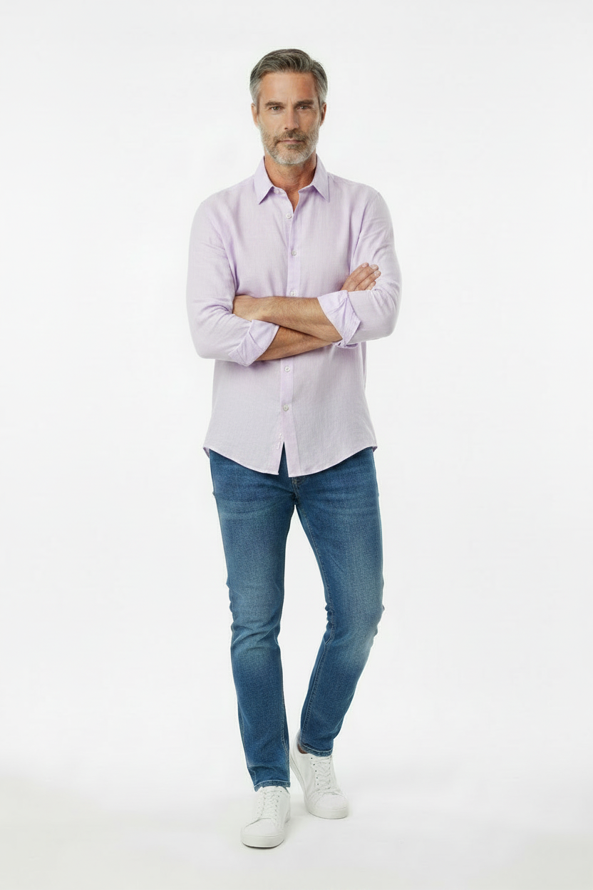 Vercini Linen Spread Collar Shirt