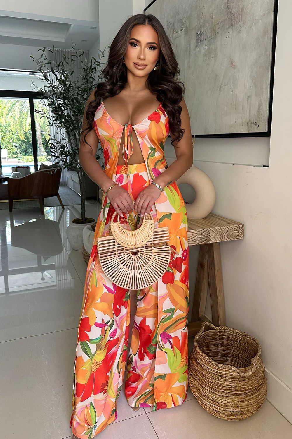 TROPICAL FLORAL ORANGE SET