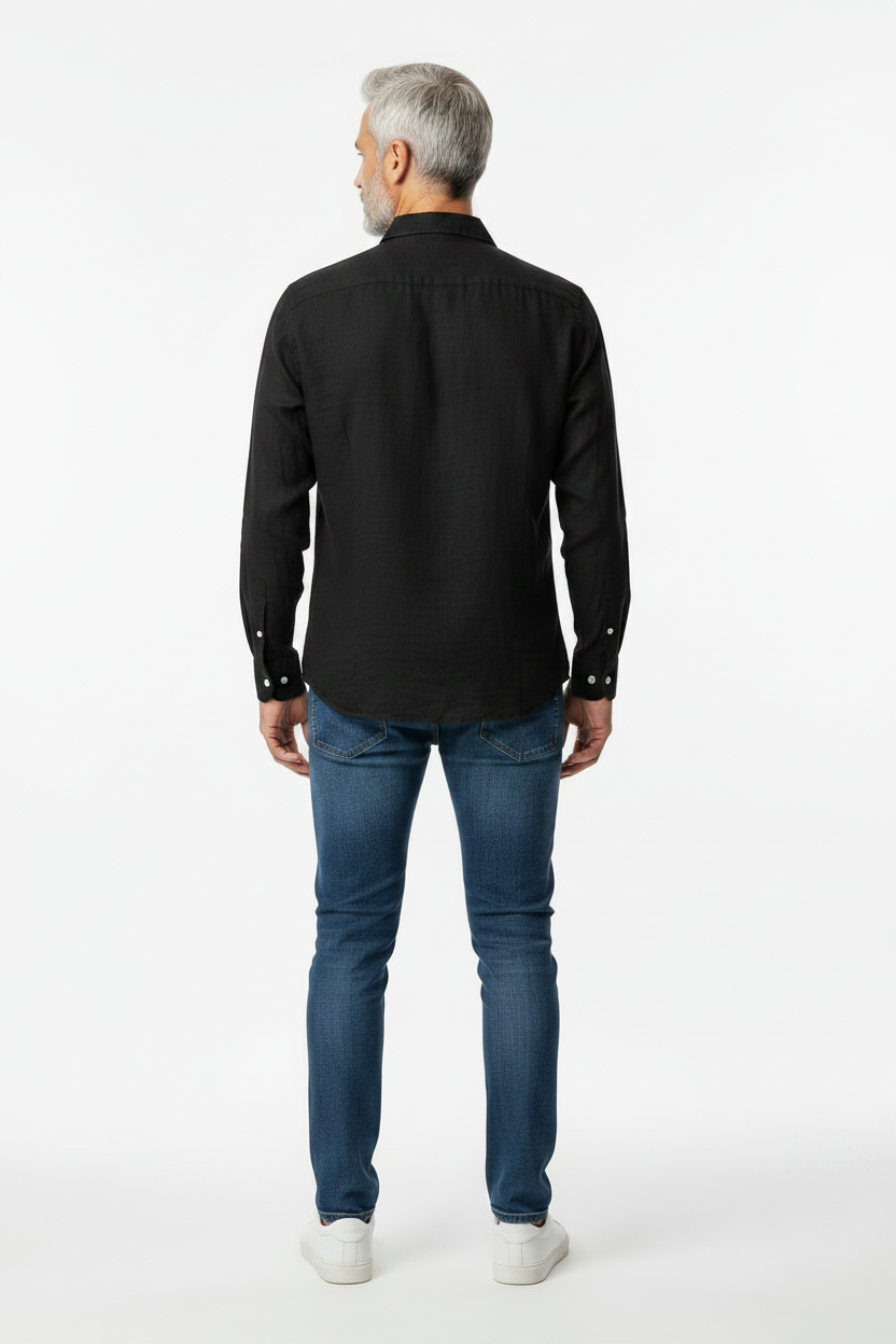 Vercini Linen Spread Collar Shirt