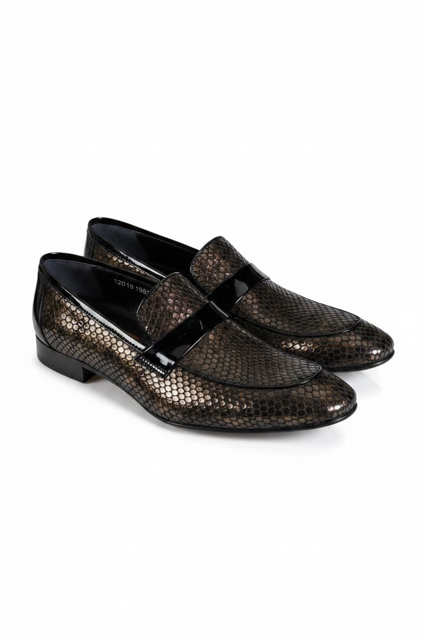 Vercini Honeycomb Snake-Embossed Horsebit Loafer