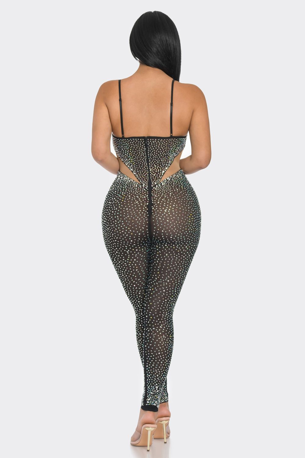 Rhinestone Embellished Sleeveless Jumpsuit