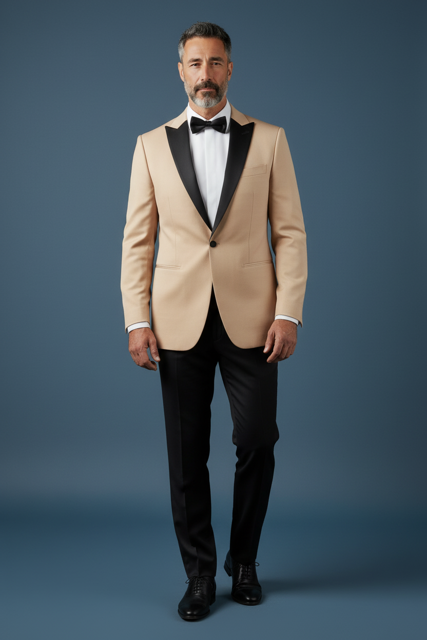 Men's Premium Classic Tuxedo by Vercini - BEIGE / 46 Men's Premium Classic Tuxedo by Vercini - BEIGE / 46