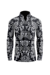 Vercini black shirt with whitte paisley pattern VERCINI COLLAR SHIRTS Casual Shirts Vercini