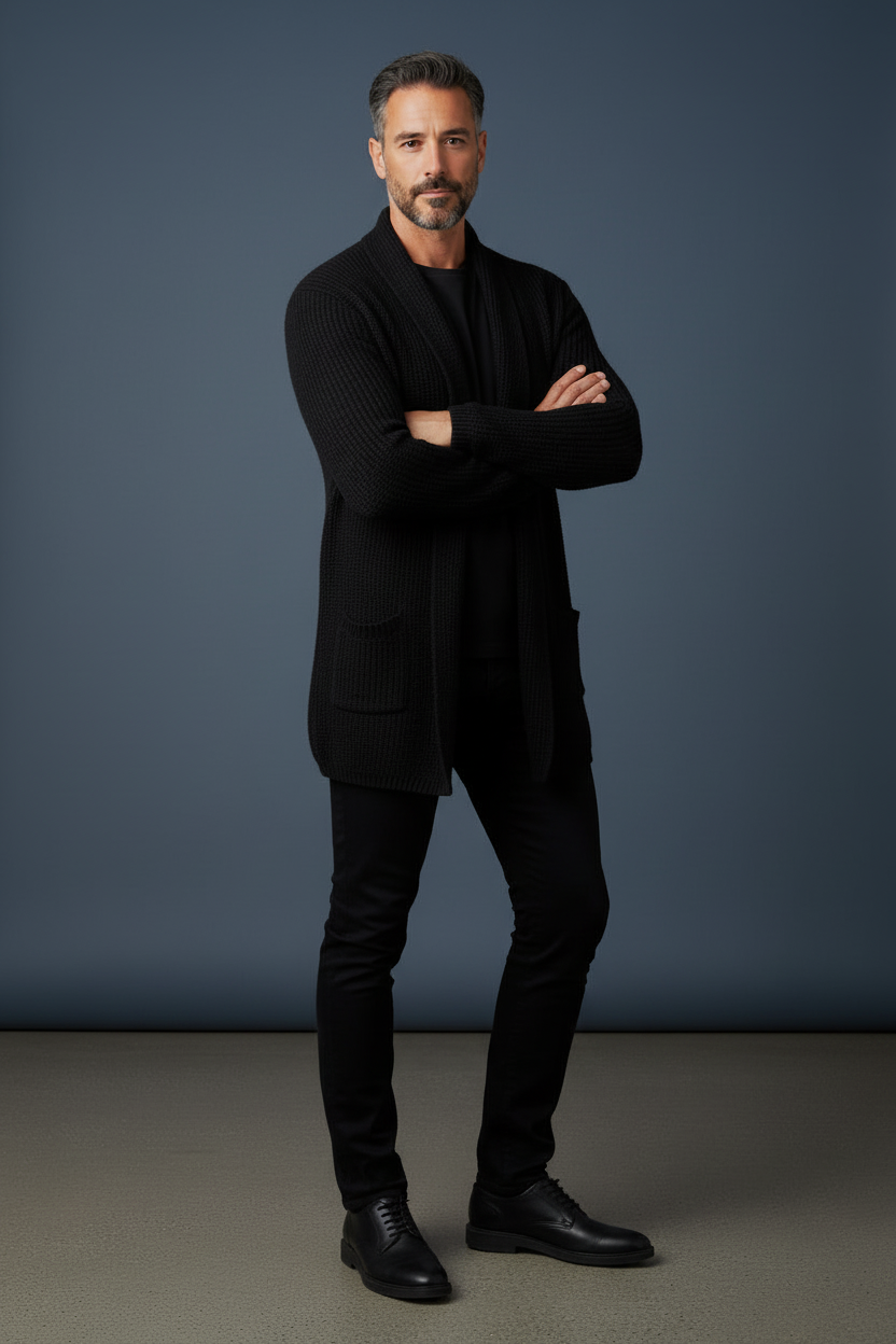 Black Cardigan - Arms Crossed