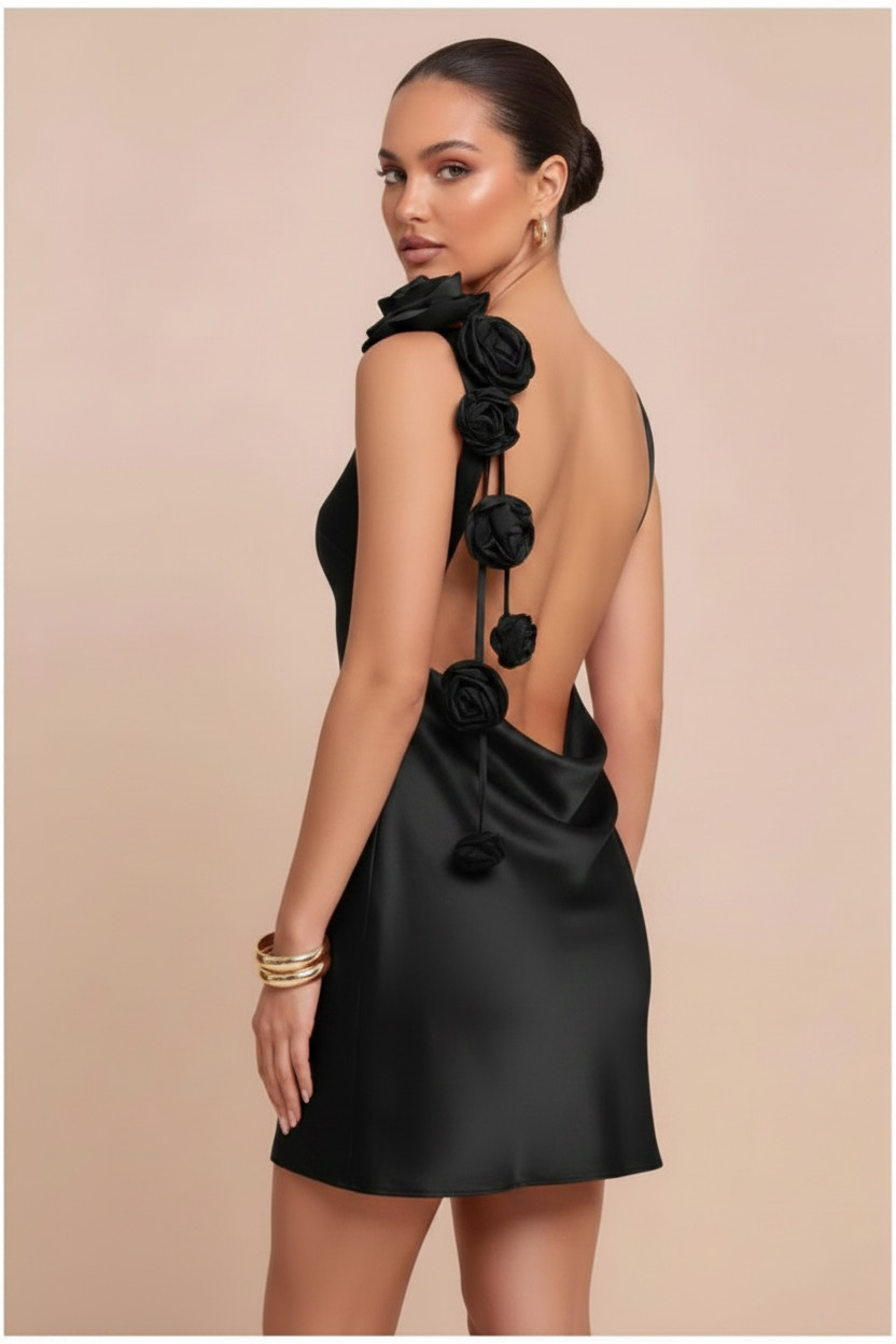 Black dress over shoulder