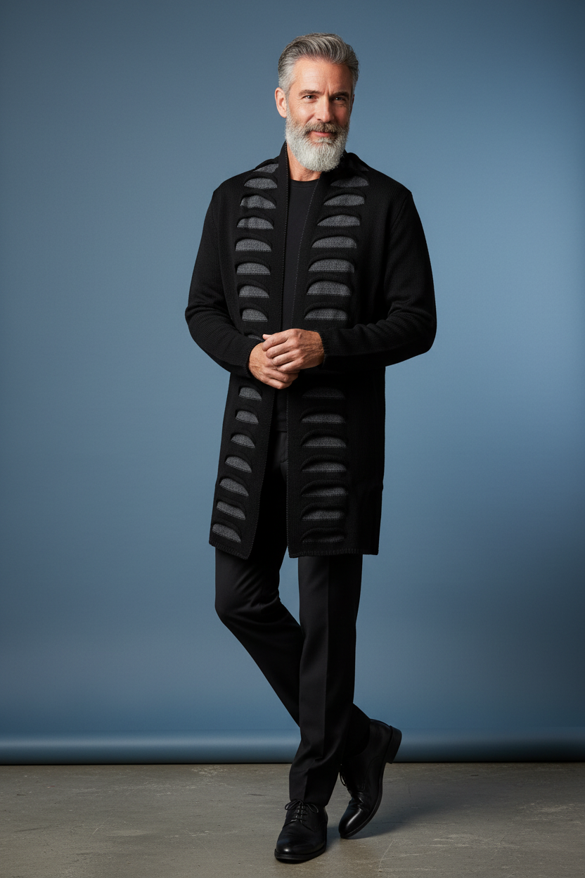 Black Gray Cardigan - Relaxed
