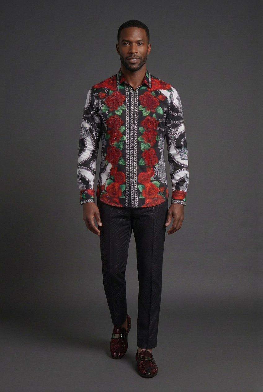 Black model walking pose